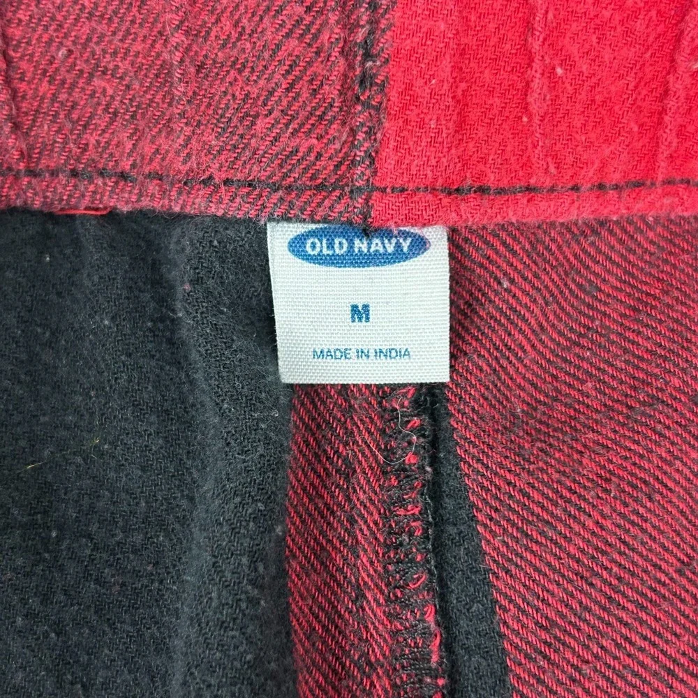 Old Navy Flannel Pajama Pants Mens Medium Red Black Buffalo Plaid Drawstring